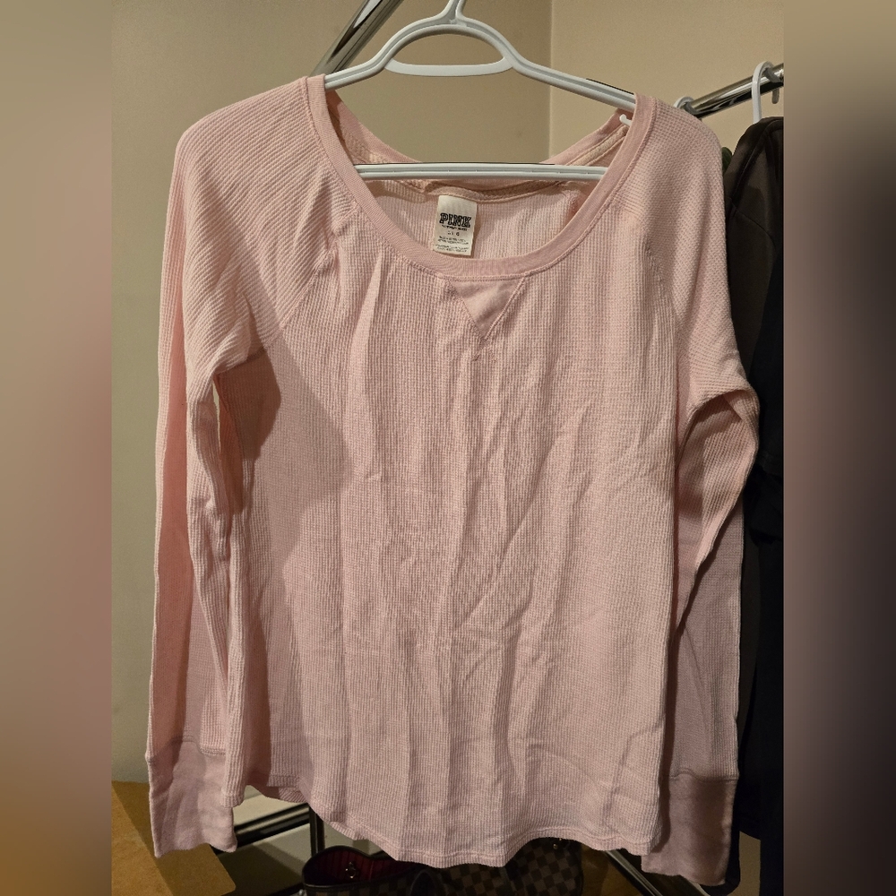 Pink Long Sleeve Light Pink Thermal Pajama Top
